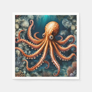 Ocean Octopus Deep Blue Napkins