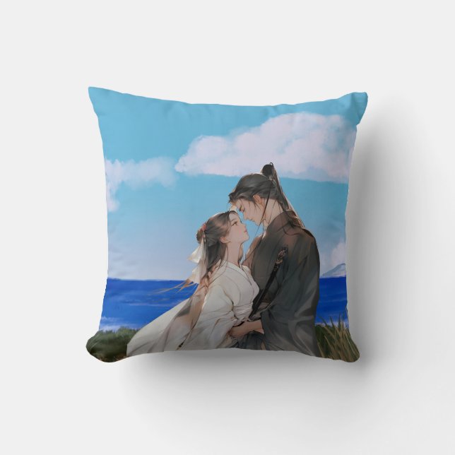 Ocean of Affection – Romantic Throw Pillow (Front)