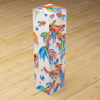 Ocean of Color – Vibrant Watercolor Goldfish Seam Wine Box