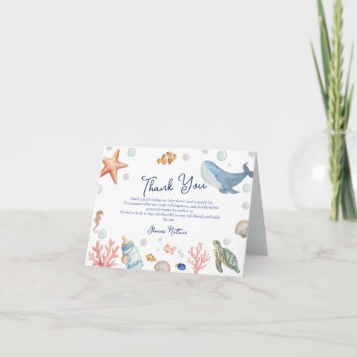 Ocean of love for Baby shower thank you card