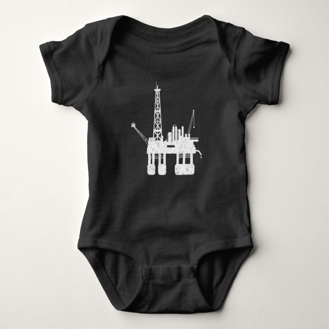 Ocean Oilfield Driller Drilling Rig Baby Bodysuit (Front)