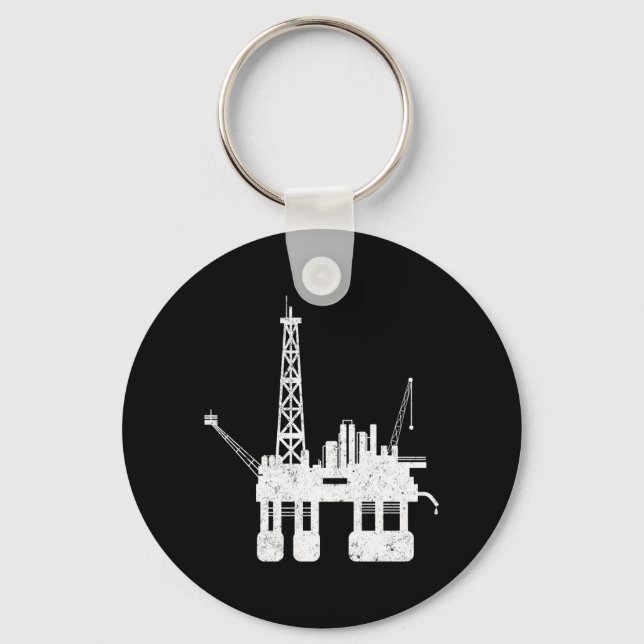 Ocean Oilfield Driller Drilling Rig Keychain (Front)