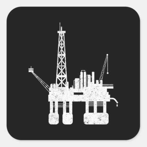Ocean Oilfield Driller Drilling Rig Square Sticker