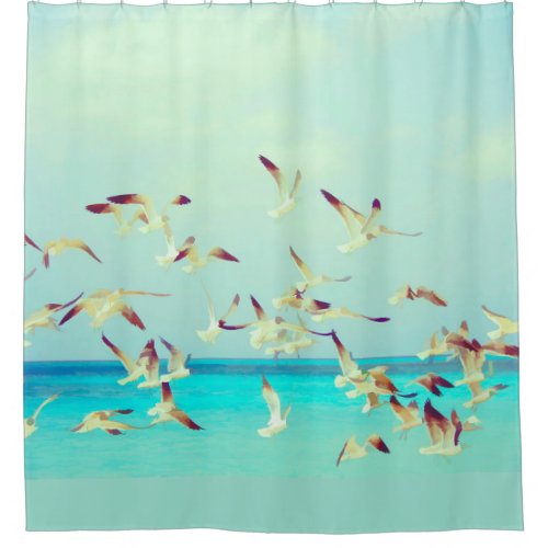 Ocean or Sea Bird Seagull Gull in Flight Shower Curtain