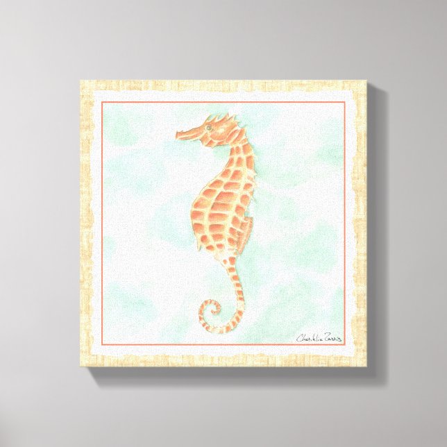 Ocean Orange Seahorse Canvas Print (Front)