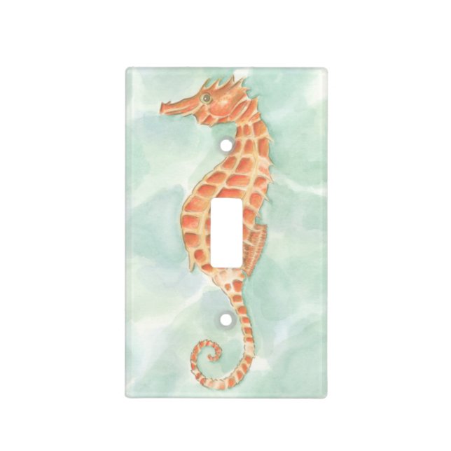 Ocean Orange Seahorse Light Switch Cover (Front)