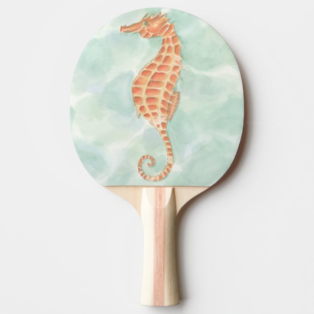 Ocean Orange Seahorse Ping Pong Paddle (Front)