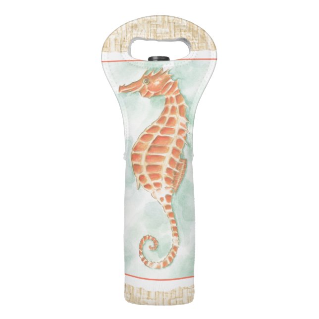 Ocean Orange Seahorse Wine Bag (Back)