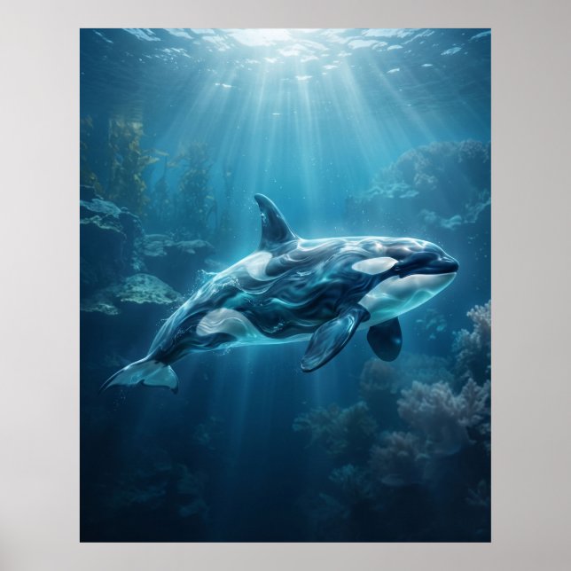 Ocean Orca Arctic Blue Depths Poster (Front)