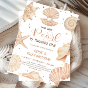 Ocean our little pearl birthday invitation