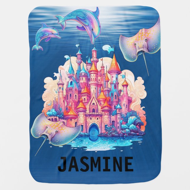  Ocean Palace with sea animal's Baby Blanket (Front)