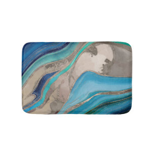 Ocean Palette and taupe marble Bath Mat