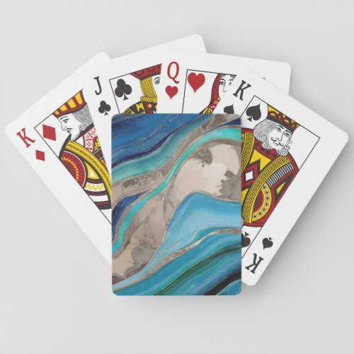 Ocean Palette  and taupe marble Poker Cards