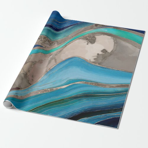 Ocean Palette  and taupe marble Wrapping Paper