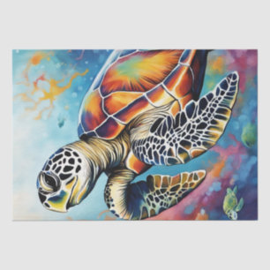 Ocean Palette: Colorful Sea Turtle Decoupage  Tissue Paper