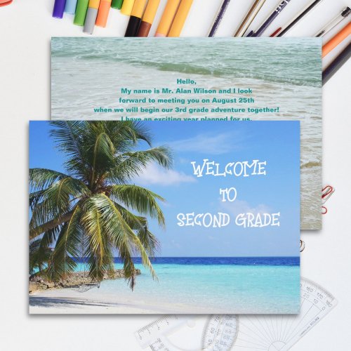 Ocean Palm Tree Welcome Students Message Card