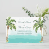Ocean Palms | Watercolor Beach Wedding Invitation (Standing Front)