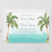 Ocean Palms | Watercolor Beach Wedding Invitation (Front)