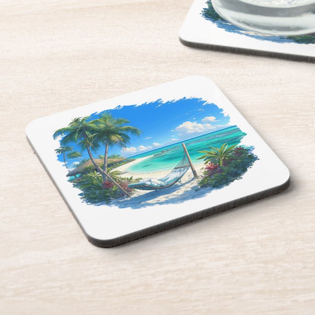 Ocean Paradise - Tropical Beach Oasis Beverage Coaster (Left Side)