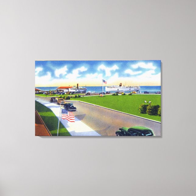 Ocean Park View of Boats Arriving at Harbor Canvas Print (Front)