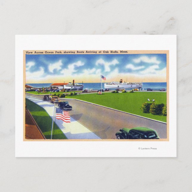 Ocean Park View of Boats Arriving at Harbor Postcard (Front)