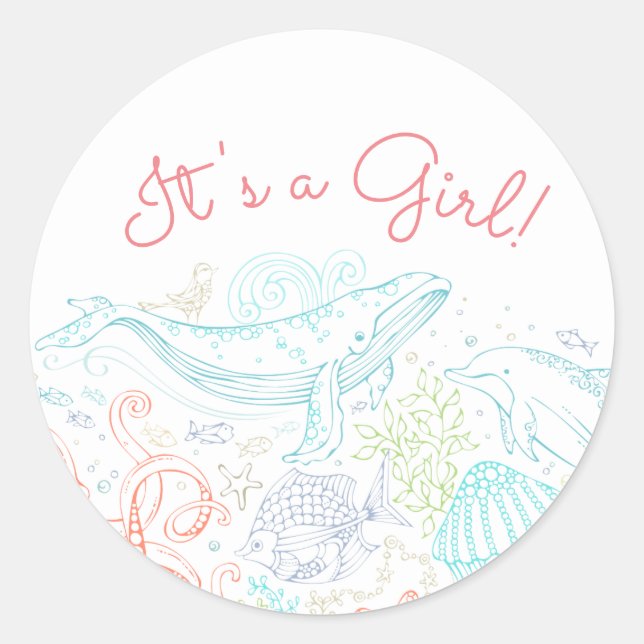 Ocean Party | It's a Girl Sticker (Front)