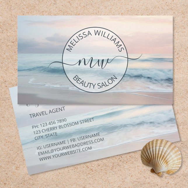 Ocean Pastel Colors Logo Business Card (Creator Uploaded)