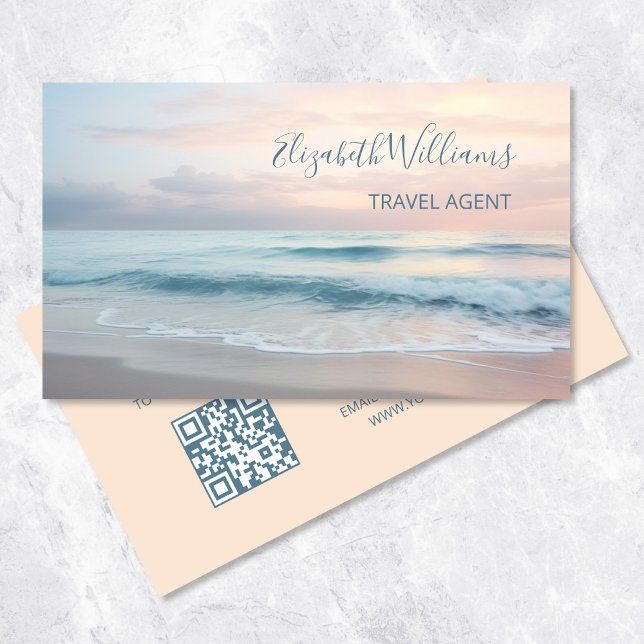 Ocean Pastel Colors  | QR Code Business Card (Creator Uploaded)
