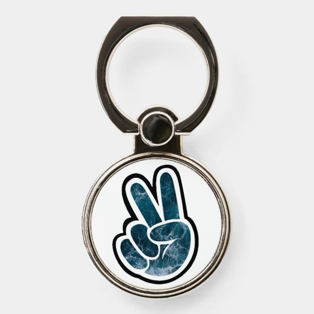 Ocean peace sign phone ring stand (Front)