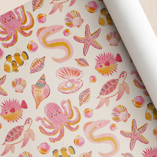 Ocean Pearl Sea Creatures Birthday Baby Shower Wrapping Paper
