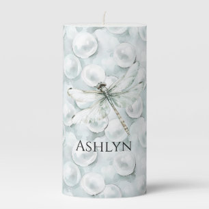 Ocean Pearls Dragonfly Pillar Candle