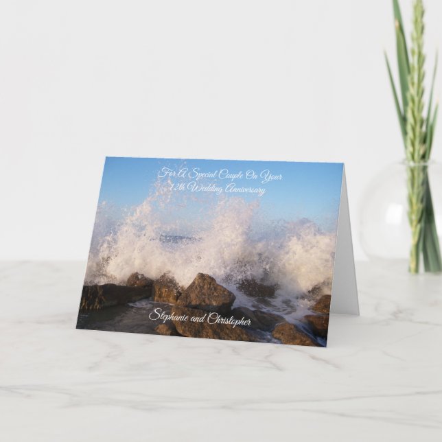 Ocean Personalised 12th Wedding Anniversary Card (Front)
