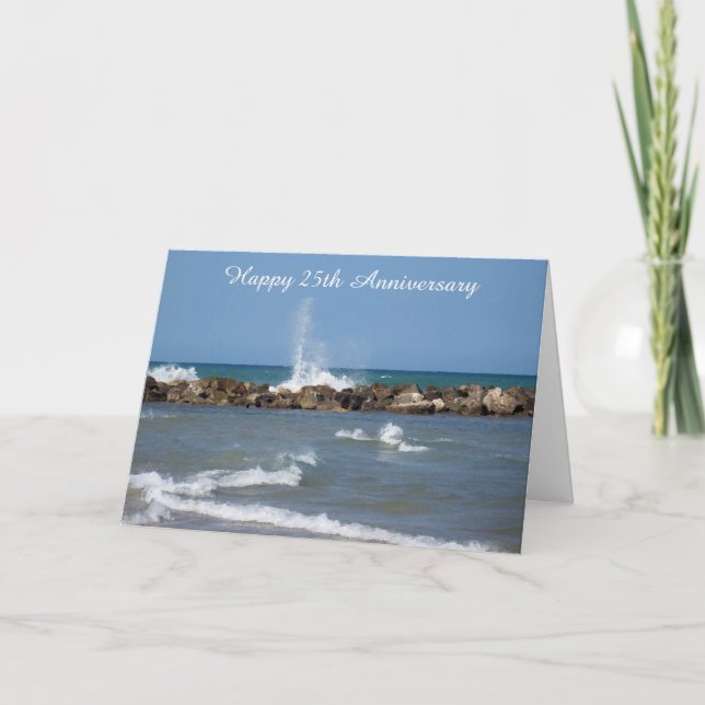 Ocean Personalised 25th Wedding Anniversary Card (Front)