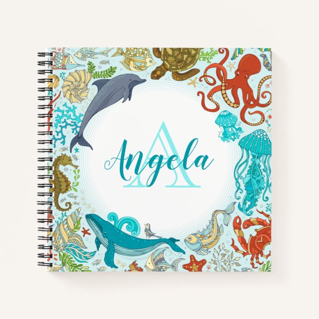 Ocean Personalized Notebook (Monogram Underwater) (Front)