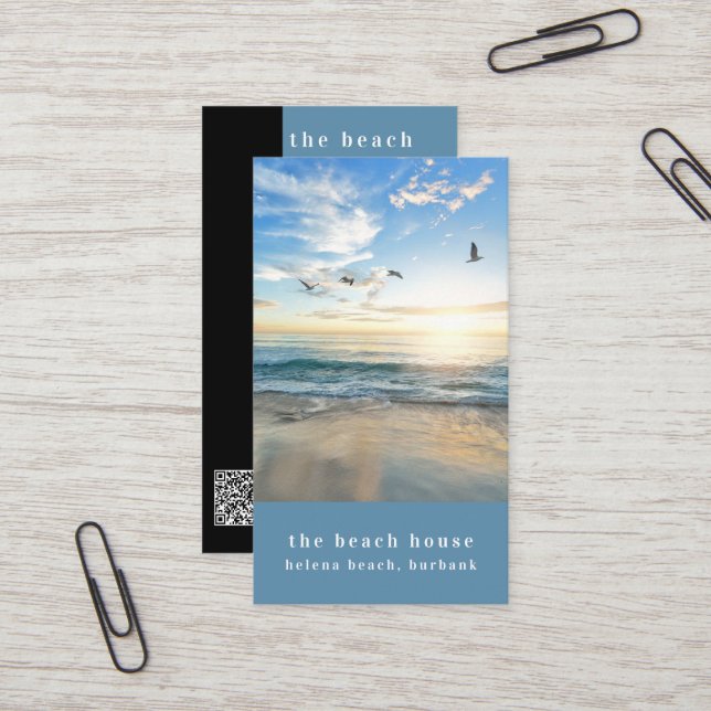 Ocean Photo Beach Guest House Business Card (Front/Back In Situ)