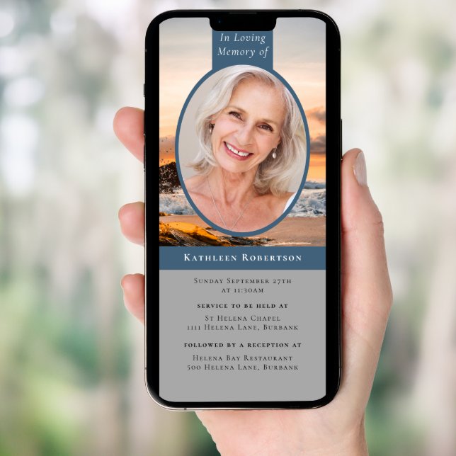 Ocean Photo Funeral Digital Invitation (Front Digital)