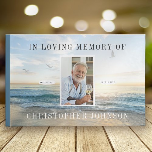 Ocean Photo Funeral Guest Book