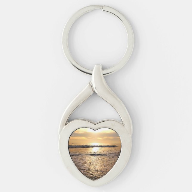 Ocean Photo Heart Keychain Customizable (Front)
