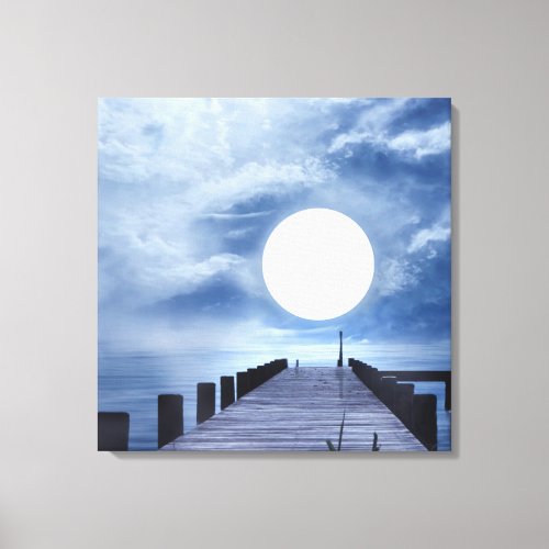 Ocean Pier Ocean Large Full Moon Canvas Print