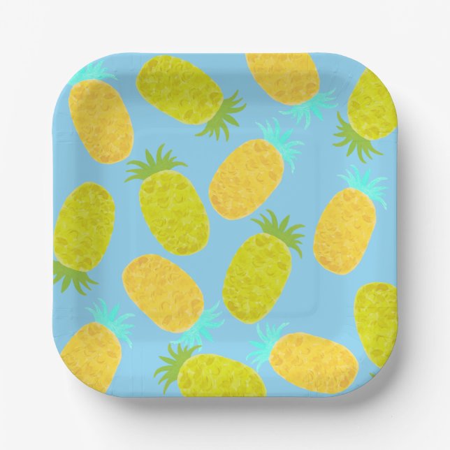 Ocean Pineapples Sky Pattern  Paper Plates (Front)