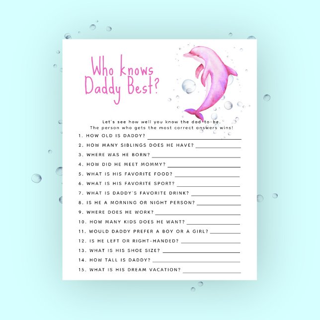 Ocean pink dolphin - Game Who knows daddy best (Creator Uploaded)