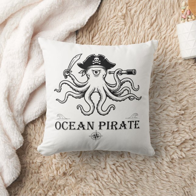 Ocean Pirate Throw Pillow (Blanket)