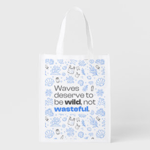 Ocean Pollution Awareness & Marine Life Pattern Grocery Bag