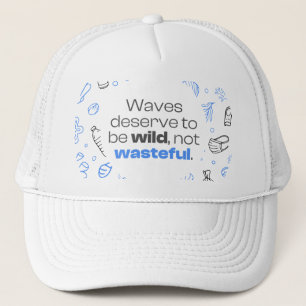 Ocean Pollution Awareness Quote with Marine Doodle Trucker Hat