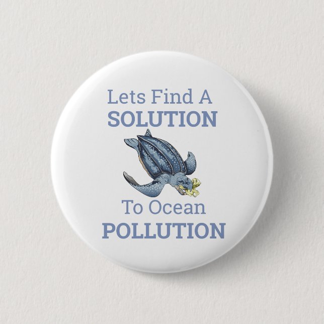ocean pollution environmental message button (Front)