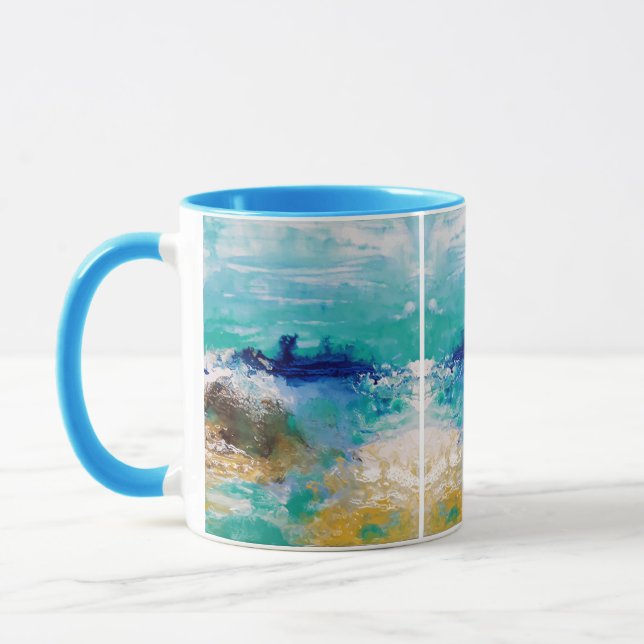 Ocean Pour Painting Coffee Mug Beach Life Seaside (Left)