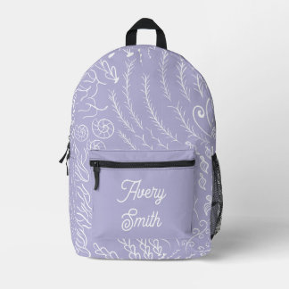 Ocean Print Backpack – Hand-Drawn Waves & Coral