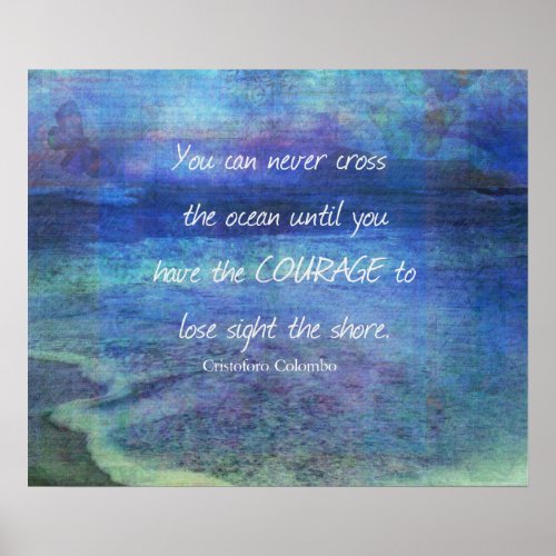 OCEAN QUOTE inspirational courage Poster