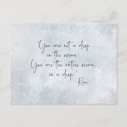 Ocean Quote You Are Not a Drop in the Ocean _Rumi Postcard