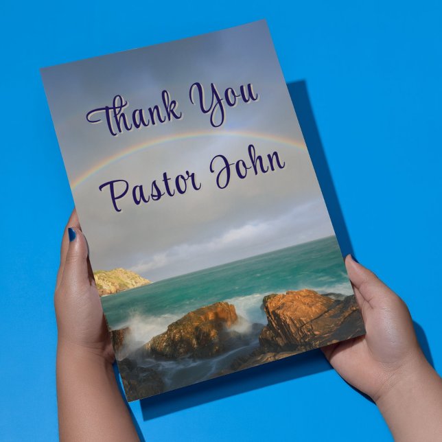 Ocean Rainbow Pastor Appreciation Thank You Card (Creator Uploaded)